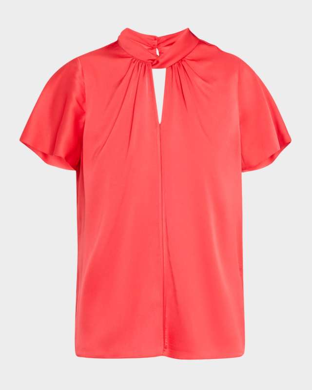 The Rina Cutout Silk-Blend Blous
